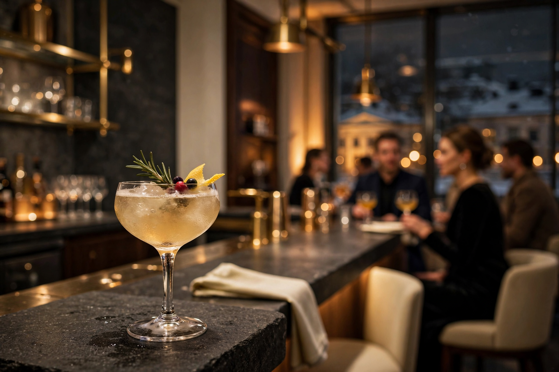 Talon cocktail hämärän baarin tiskillä
